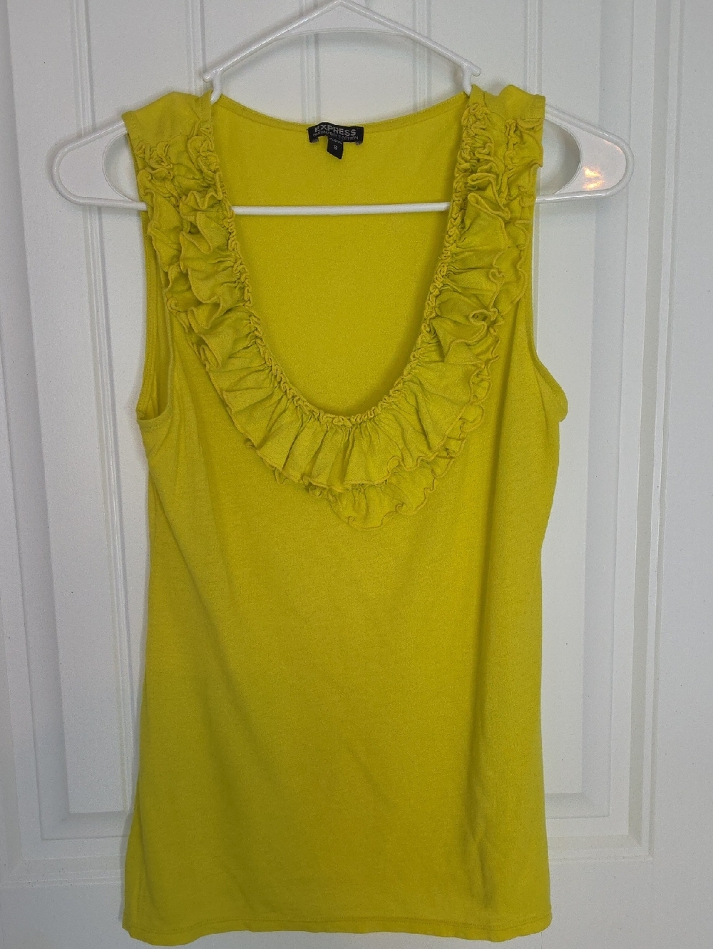 Express Yellow Ruffle Scoop Neck Tank